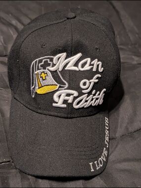 Man of Faith Embroidered Black Baseball Cap